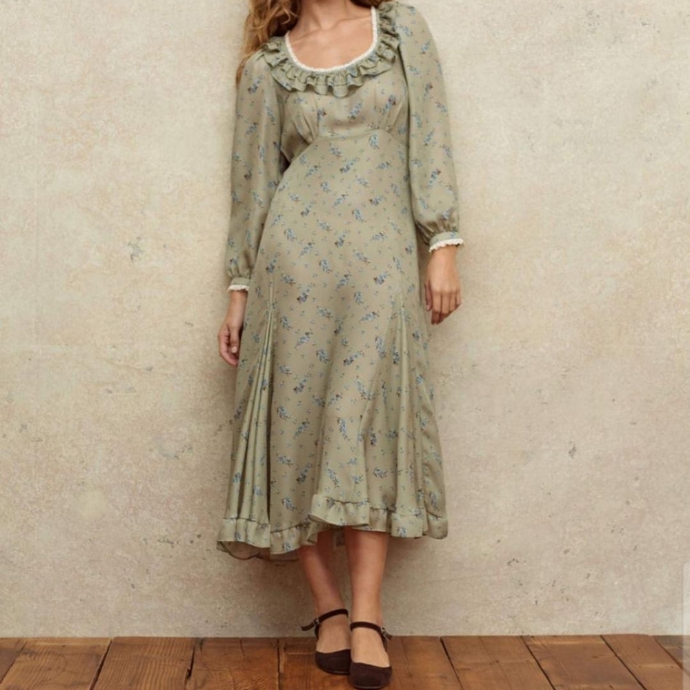 NWT Christy Dawn The Ella Dress Silk Mums Ditsy Fern M